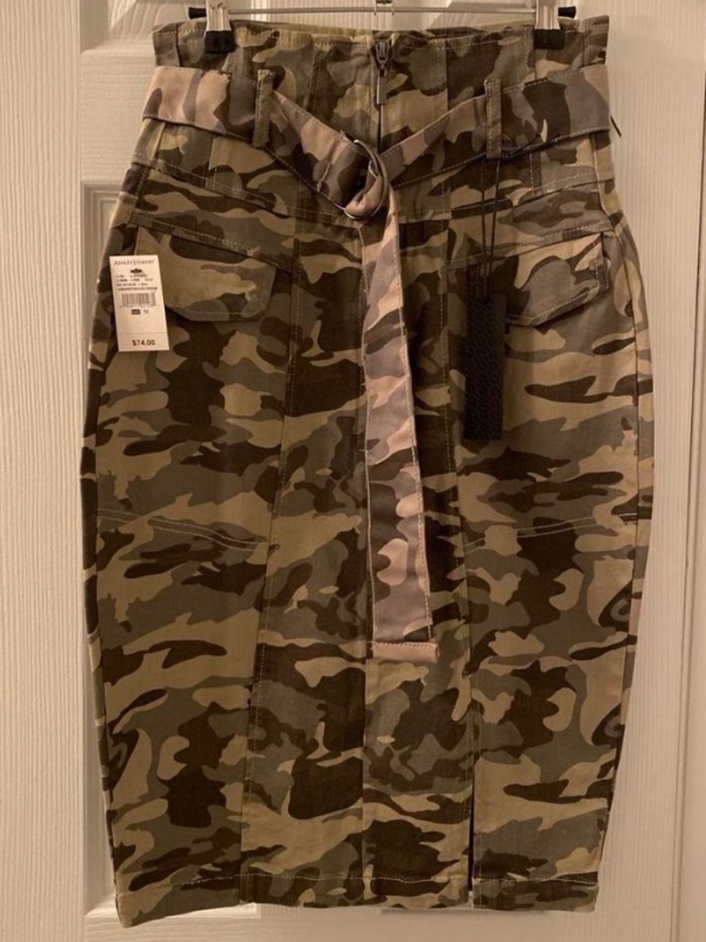 Ashley Stewart & Lala Anthony Collab Camo Cargo Skirt - Olive Green Size 12